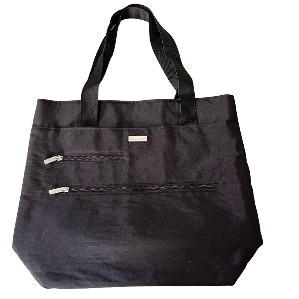 Baggallini EUC Tote Black Travel Lightweight Suite case Roller Bag Strap Nylon